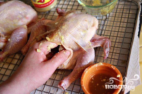 Курица, фаршированная бананами