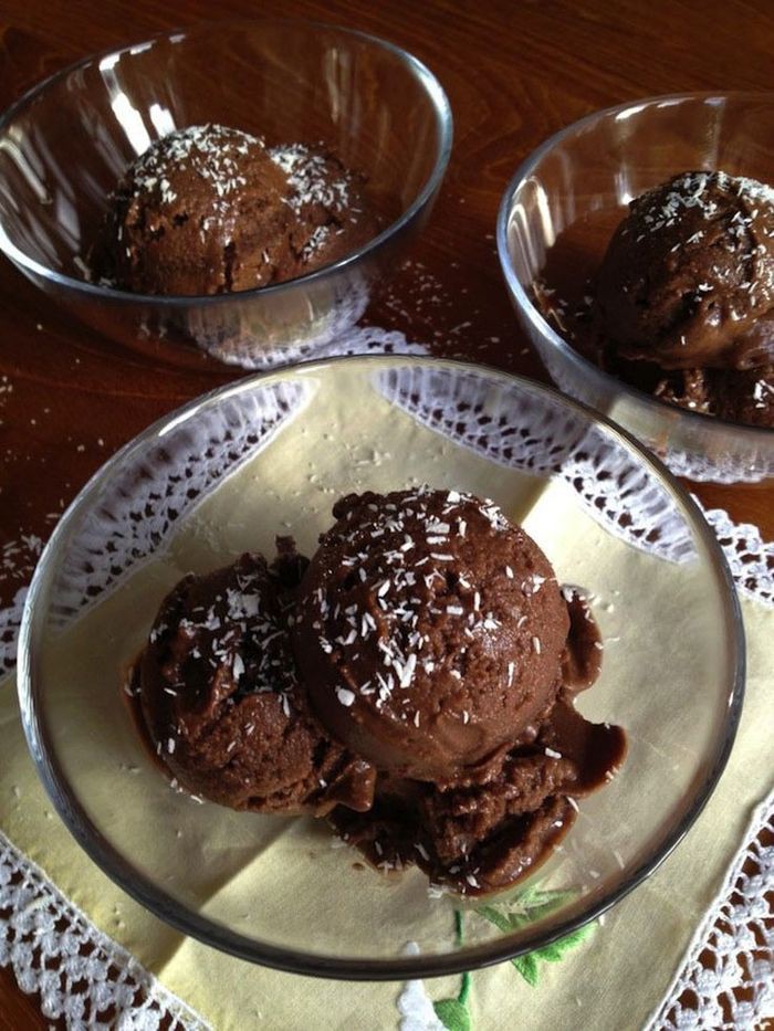 9. Шоколадное мороженое с авокадо и бананами еда, мороженое, рецепт
