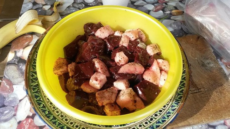 Шашлык из печени с курдюком Шашлык из печени с курдюком еда, своими руками, шашлык